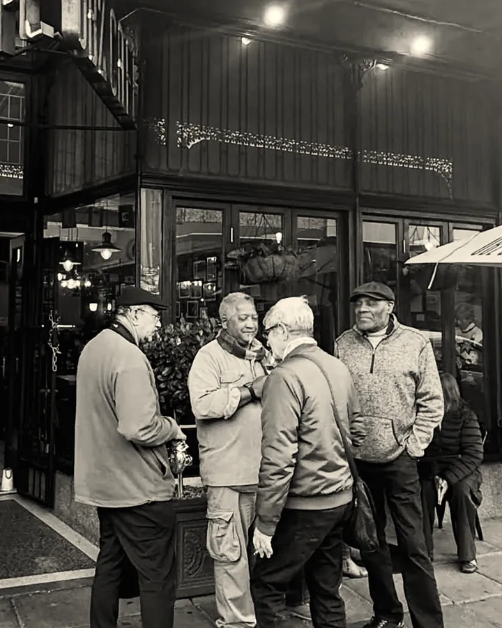 Regulars outside on the corner